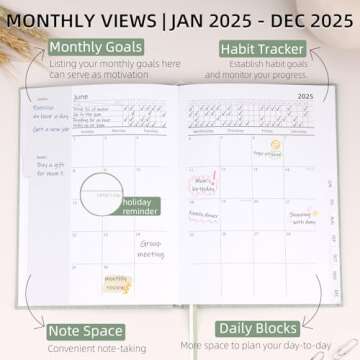 2025 Planner - Weekly and Monthly Planner, January 2025 - December 2025, Linen Hardcover, 2025 Calen...