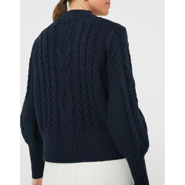 YEXPINE Women's Cardigan Sweater Button Down Long Sleeve Fall Jacket Short Chunky Knit Outerwear Coats Trendy Casual Outfits Navy