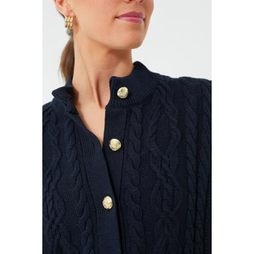 YEXPINE Women's Cardigan Sweater Button Down Long Sleeve Fall Jacket Short Chunky Knit Outerwear Coats Trendy Casual Outfits Navy