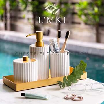 Bathroom Accessory Set, Gold Bathroom Accessories, White Bathroom Accessories Sets Complete, Farmhou...