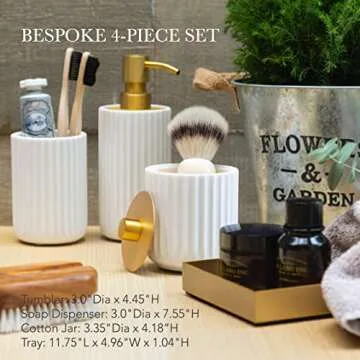 Bathroom Accessory Set, Gold Bathroom Accessories, White Bathroom Accessories Sets Complete, Farmhouse Bathroom Decor, Bathroom Soap Dispenser Set, Boho