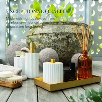 Bathroom Accessory Set, Gold Bathroom Accessories, White Bathroom Accessories Sets Complete, Farmhouse Bathroom Decor, Bathroom Soap Dispenser Set, Boho