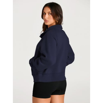 AUTOMET Women's Fleece Lined Half Zip Pullover Hoodie