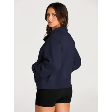 AUTOMET Women's Fleece Lined Half Zip Pullover Hoodie