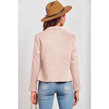 PRETTYGARDEN Women's Faux Suede Jackets 2025 Spring Fall Clothes Long Sleeve Open Front Cropped Coat Outwear (Beige Apricot,Large)