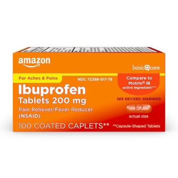 Amazon Basic Care Ibuprofen 200mg - Pain & Fever Relief, 100 Count