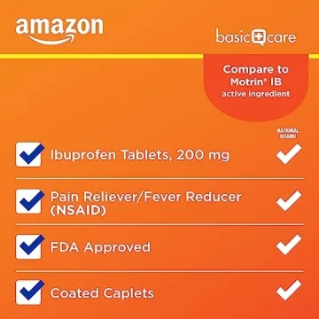 Amazon Basic Care Ibuprofen 200mg Pain Fever Relief 100ct