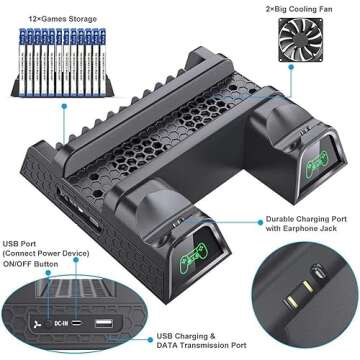 OIVO PS4 Stand with PS4 Cooling Fan Cooler for PlayStation 4/PS4 Slim/PS4 Pro, PS4 Pro Vertical Stan...