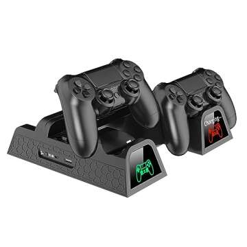 OIVO PS4 Stand with PS4 Cooling Fan Cooler for PlayStation 4/PS4 Slim/PS4 Pro, PS4 Pro Vertical Stand with PS4 Controller Charger Dock Station and 12 Game Slots