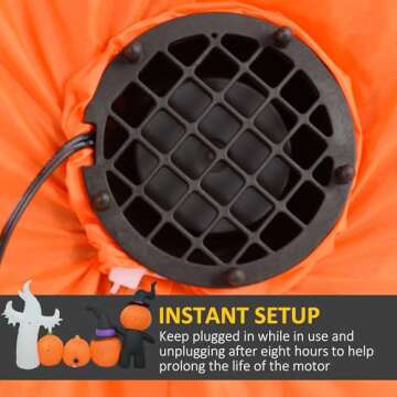 HOMCOM 7.5ft Halloween Inflatables Pumpkin Ghost Family, Blow Up Halloween Decorations Outdoor LED Yard Display, Waterproof