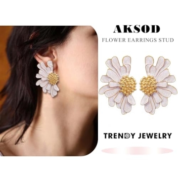 Aksod Vintage White Flower Earrings - Comfortable & Elegant