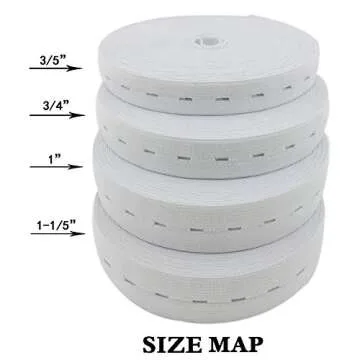 MYUREN 1 Inch by 32 Yard White Buttonhole Elastic Band Heavy Stretch High Elasticity Knit Elastic Band