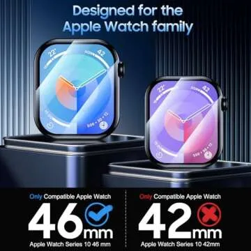 Uyiton Screen Protector for Apple Watch 10 46mm - Bubble-Free Protection