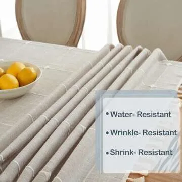 Laolitou Waterproof Tablecloths Rustic Lattice Tablecloth Cotton Linen Coffee Table Cloths for Kitchen Dining,Party,Holiday,Christmas,Buffet,55"x55", 4 Seats