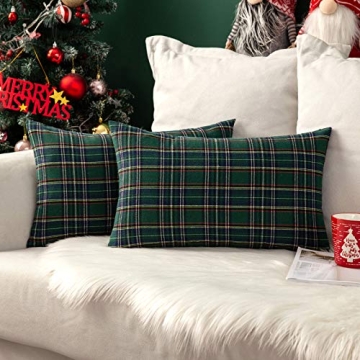 MIULEE Christmas Set of 2 Scottish Tartan Plaid Throw Pillow Covers Farmhouse Classic Decorative Cus...