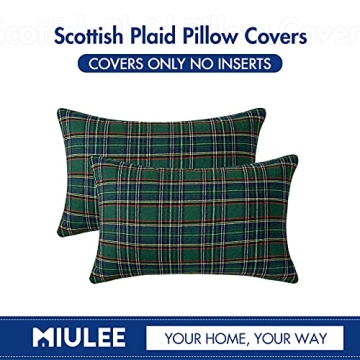 MIULEE Scottish Tartan Plaid Pillow Covers Set of 2