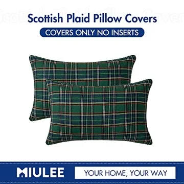 MIULEE Scottish Tartan Plaid Pillow Covers Set of 2