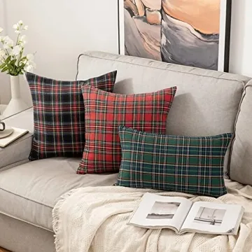 MIULEE Scottish Tartan Plaid Pillow Covers Set of 2