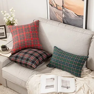 MIULEE Scottish Tartan Plaid Pillow Covers Set of 2