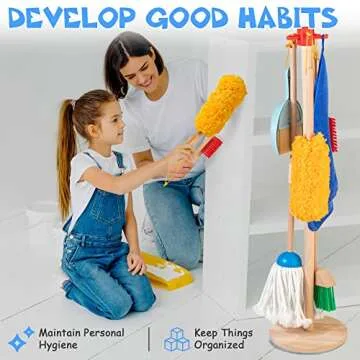 WOODMAM Wooden Kids Cleaning Set for Toddlers