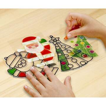 Melissa & Doug Stained Glass Made Easy Craft Kit - Santa and Tree Ornaments
