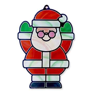Melissa & Doug Stained Glass Made Easy Craft Kit - Santa and Tree Ornaments