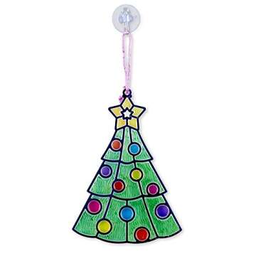 Melissa & Doug Stained Glass Made Easy Craft Kit - Santa and Tree Ornaments