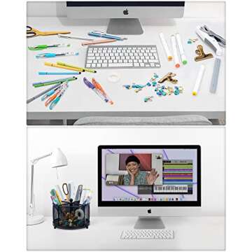 Varhomax Desk Organizer: Rotating Pencil Holder with Compartments