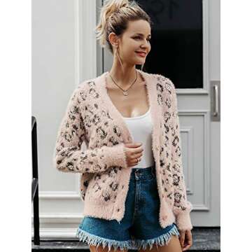 Chic Miessial Women's Leopard Cardigan - Button Up Sweater