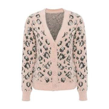 Chic Miessial Women's Leopard Cardigan - Button Up Sweater
