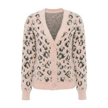 Chic Miessial Women's Leopard Cardigan - Button Up Sweater