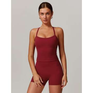 QBGJTD Two Piece Workout Sets For Women Straps Cross Back Tank Top Matching High Waist Booty Lifting...