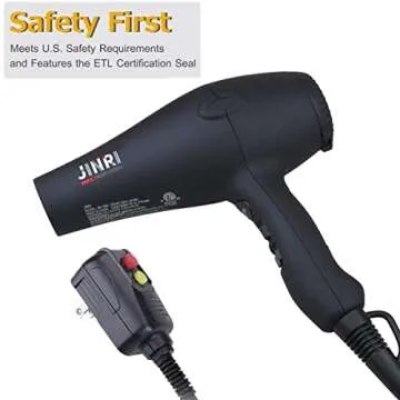 Professional Salon Grade Hair Dryer, Fast Drying 1875w Ionic Blow Dryers,Lightweight Low Noise Tourmaline Negative Ion Hairdryer with Diffuser,Concentrator Attachment