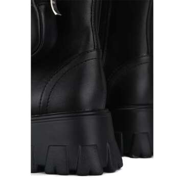 Cape Robbin Monalisa Women's Combat Boots - Ankle Boots for Women with Side Zipper and- Pouch - Women's Chunky Platform Boots - Lace-up Women Booties - Black Size 7