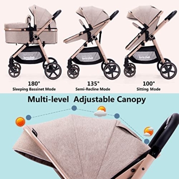 Lortsybab 2-in-1 Baby Stroller with Bassinet Mode