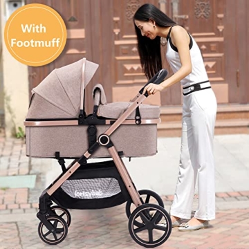 Lortsybab 2-in-1 Baby Stroller with Bassinet Mode