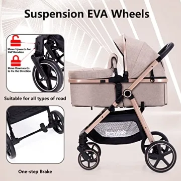 Lortsybab 2-in-1 Baby Stroller with Bassinet Mode