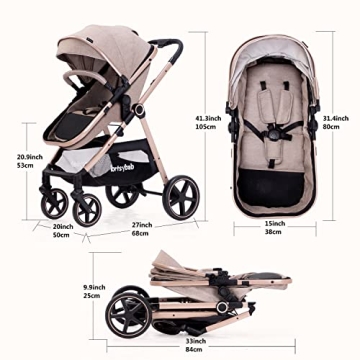 Lortsybab 2-in-1 Baby Stroller with Bassinet Mode
