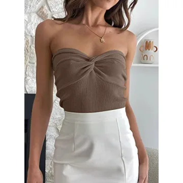 Stylish EFAN Twist Front Tube Crop Top for Summer