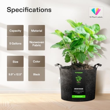 VIVOSUN 5 Gallon Grow Bags - Heavy Duty Plant Pots