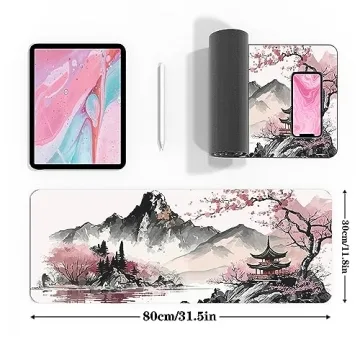 Watercolor Cherry Blossom Gaming Mouse Pad 31.5 x 11.8 in
