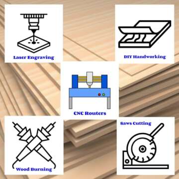 Premium Baltic Birch Plywood,3 mm 1/8"x 12"x 18" Thin Wood 6 Flat Sheets with B/BB Grade Veneer for DIY Arts and Crafts,Woodworking,Scroll Sawing Projects,Painting,Drawing,Laser Cutting Projects