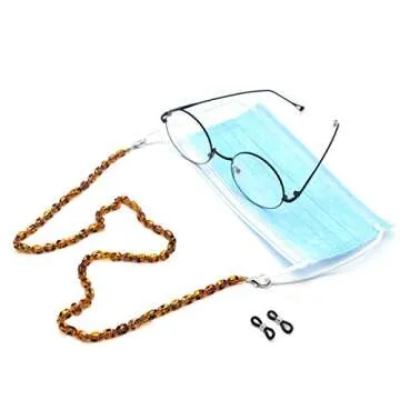 Mottled Tortoise Mask Holder Lanyard Chain Necklace Eyeglass Eyewear Stracp Leash Handy Face Mask Retainer Hanger Keeper Hold Around The Neck Accessory Convenient Comfortable Jewelry-A leopard