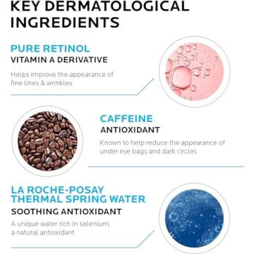 La Roche-Posay Redermic R Eyes Retinol Eye Cream, Anti-Aging Eye Cream to Reduce Wrinkles and Dark Circles With Pure Retinol and Caffeine, 0.5 Fl Oz (Pack of 1)