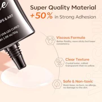 Modelones 4-in-1 Rhinestone Glue for Nails, Super Strong Nail Glue for Press on Nails，Nail Gems and Nail Charms, No Wipe Nail Art Glue for Nail Rhinestones, Nail Jewel Diamonds, 30 g Cured Need