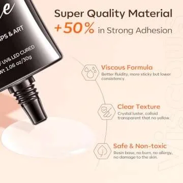 Modelones 4-in-1 Rhinestone Glue for Nails, Super Strong Nail Glue for Press on Nails，Nail Gems and Nail Charms, No Wipe Nail Art Glue for Nail Rhinestones, Nail Jewel Diamonds, 30 g Cured Need