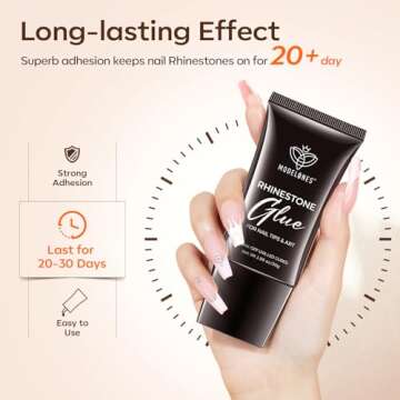 Modelones 4-in-1 Rhinestone Glue for Nails, Super Strong Nail Glue for Press on Nails，Nail Gems and Nail Charms, No Wipe Nail Art Glue for Nail Rhinestones, Nail Jewel Diamonds, 30 g Cured Need