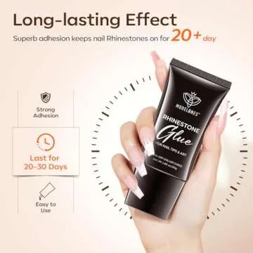 Modelones 4-in-1 Rhinestone Glue for Nails, Super Strong Nail Glue for Press on Nails，Nail Gems and Nail Charms, No Wipe Nail Art Glue for Nail Rhinestones, Nail Jewel Diamonds, 30 g Cured Need