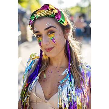 Mardi Gras Headband for Women Glitter Padded Headbands Hairband Purple Green Gold Carnival Parade Party Head band Headpiece Sparkly Boho Bling Wide Hair bands Hair Accessories Gift