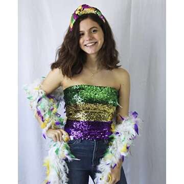 Mardi Gras Headband for Women Glitter Padded Headbands Hairband Purple Green Gold Carnival Parade Party Head band Headpiece Sparkly Boho Bling Wide Hair bands Hair Accessories Gift